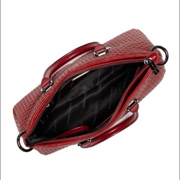 Charles Jourdan Macon Quilted Wine Leather Satchel